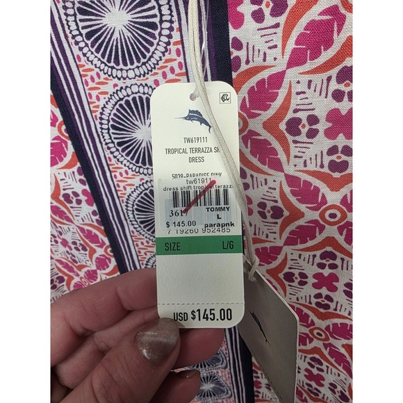 Tommy Bahama Tropical Terazza Linen Shift Sleeveless Dress Pink Size L NWT - Picture 4 of 12